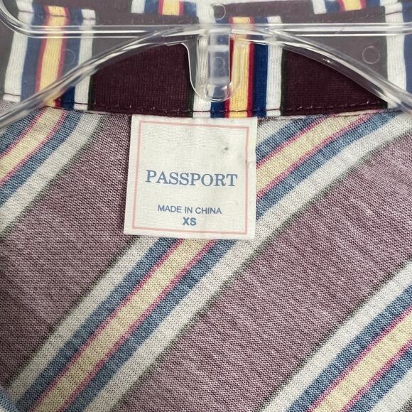 Passport Tie Front Button Down Striped Top Size XS - Picture 2 of 9